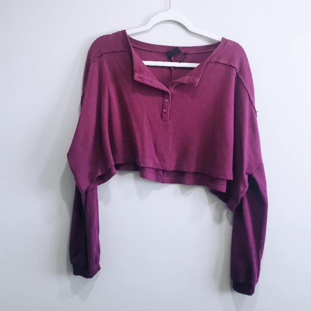 Out From Under Marron Cropped Thermal Top